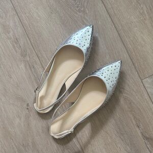 Silver Sling Back Flats